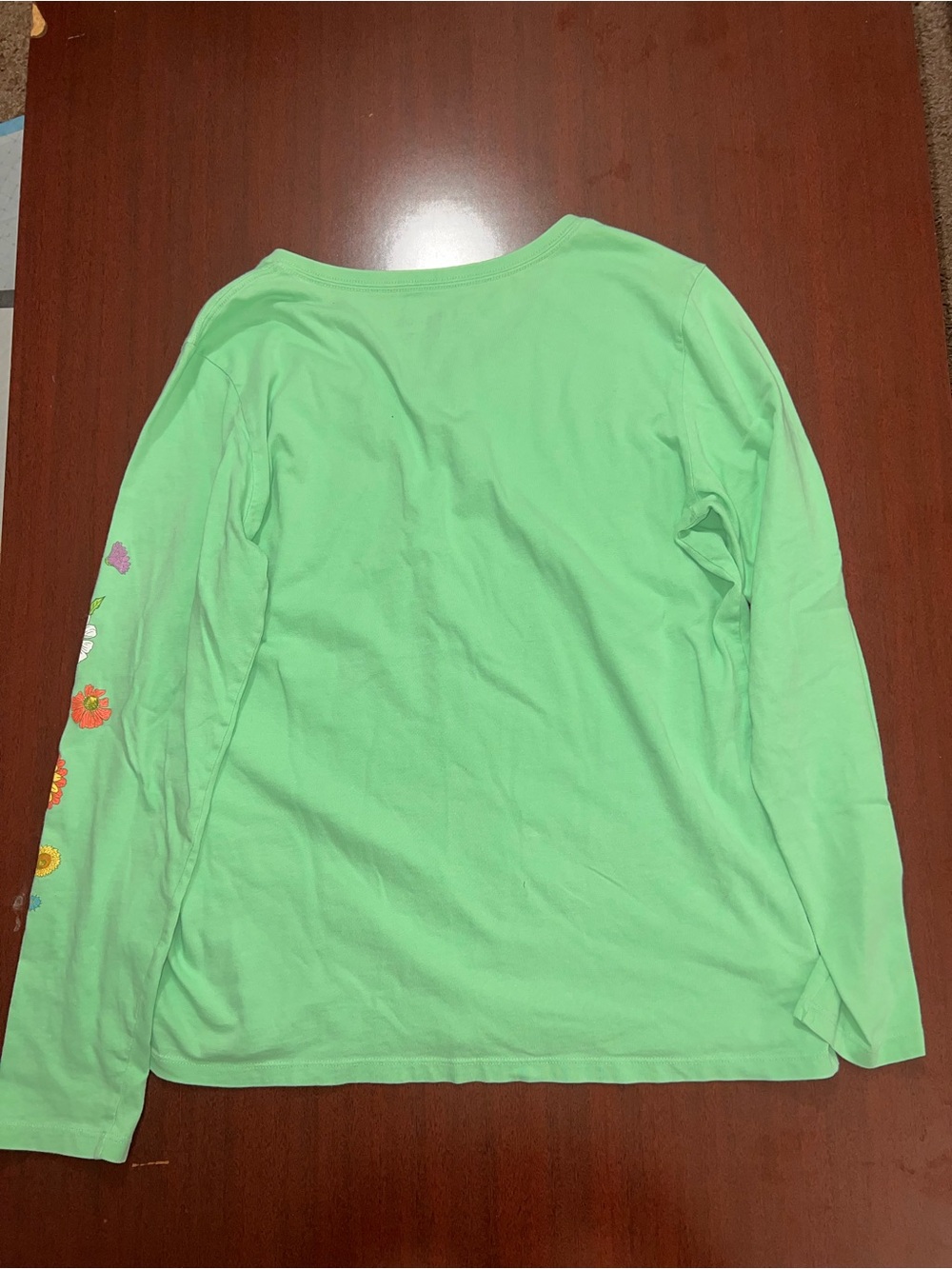 Life Is Good Mint Green Long Sleeve Tee with Floral Embroidery - Picture 4 of 4